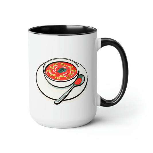 "Alphabet Soup" Two-Tone Coffee Mugs, 15oz